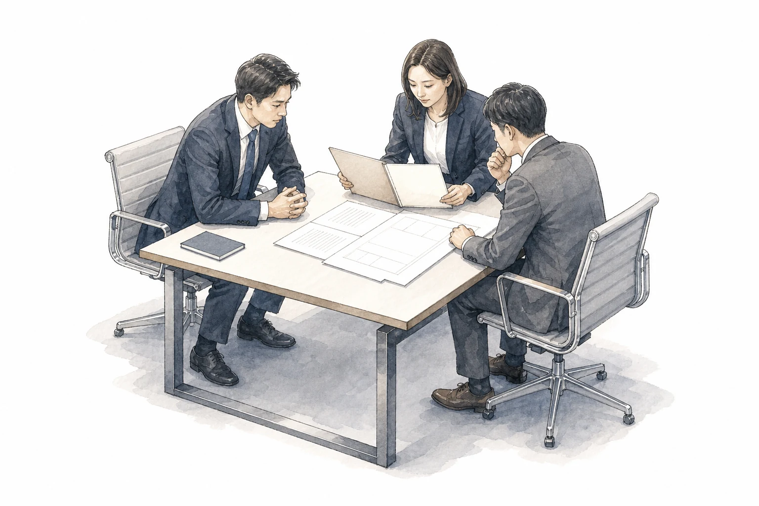 会議室でご要望を伺う打ち合わせ